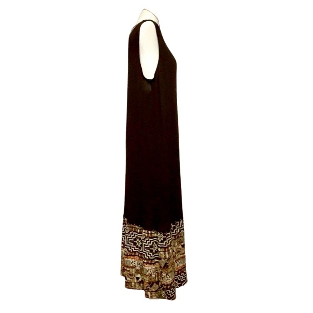 Tribal print brown studded v-neck sleeveless muu muu plus size 2X - Picture 2 of 7